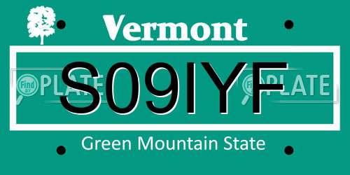 S09IYF Vermont License Plate