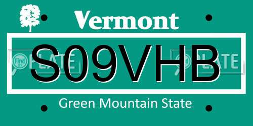 S09VHB Vermont License Plate