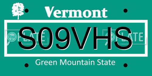S09VHS Vermont License Plate