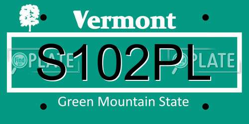 S102PL Vermont License Plate