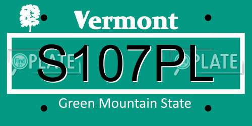 S107PL Vermont License Plate