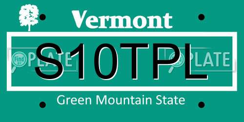 S10TPL Vermont License Plate