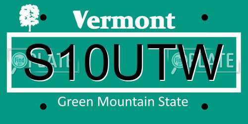 S10UTW Vermont License Plate