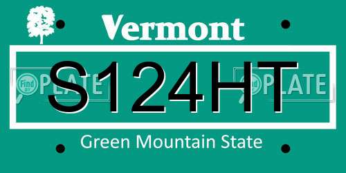 S124HT Vermont License Plate