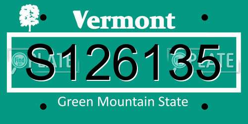 S126135 Vermont License Plate