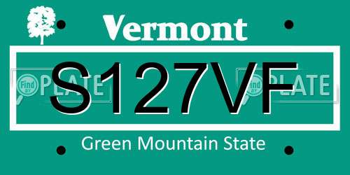 S127VF Vermont License Plate