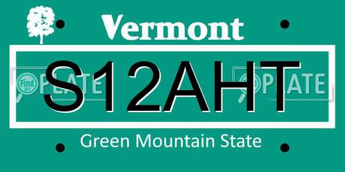 S12AHT Vermont License Plate