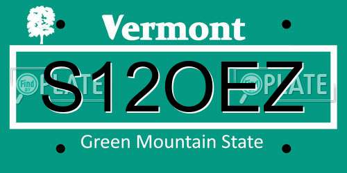 S12OEZ Vermont License Plate