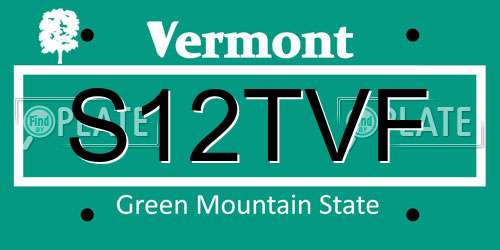 S12TVF Vermont License Plate