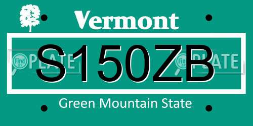 S150ZB Vermont License Plate