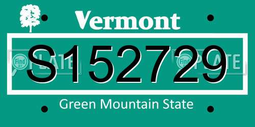 S152729 Vermont License Plate