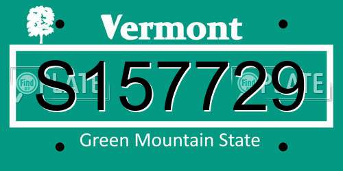 S157729 Vermont License Plate