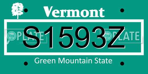 S1593Z Vermont License Plate