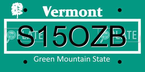 S15OZB Vermont License Plate