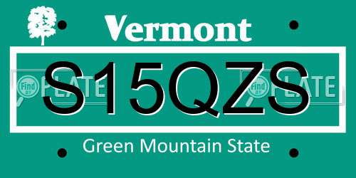 S15QZS Vermont License Plate