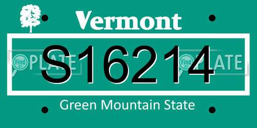 S16214 Vermont License Plate