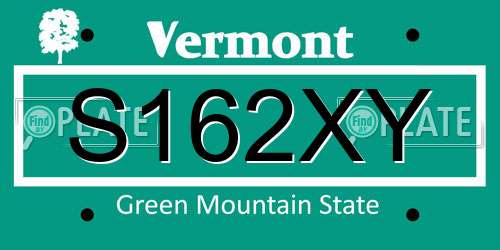 S162XY Vermont License Plate