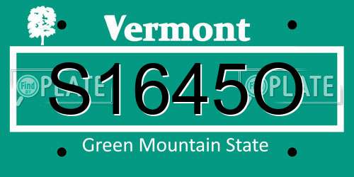 S1645O Vermont License Plate