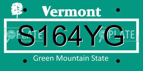 S164YG Vermont License Plate