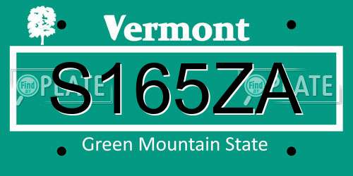 S165ZA Vermont License Plate
