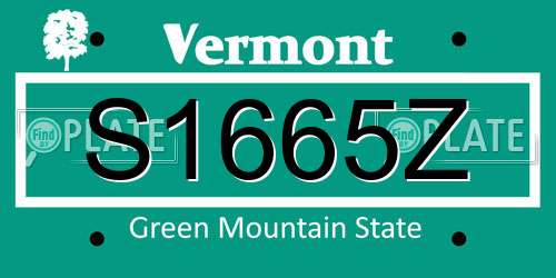 S1665Z Vermont License Plate