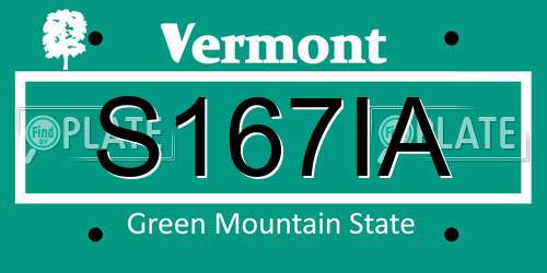 S167IA Vermont License Plate