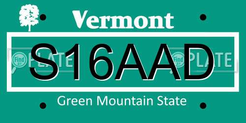 S16AAD Vermont License Plate