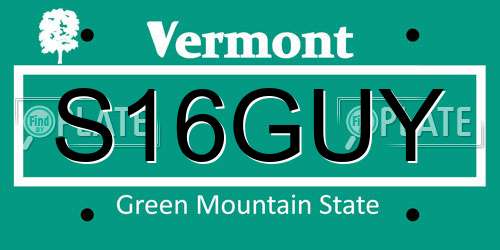S16GUY Vermont License Plate