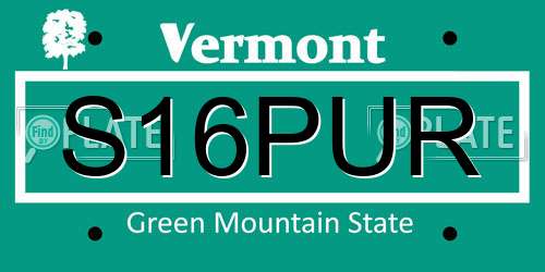 S16PUR Vermont License Plate