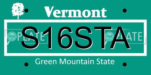 S16STA Vermont License Plate