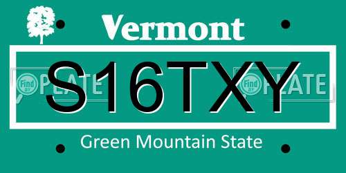 S16TXY Vermont License Plate