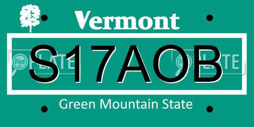 S17AOB Vermont License Plate