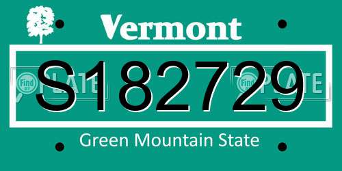 S182729 Vermont License Plate