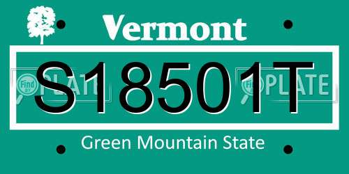 S18501T Vermont License Plate