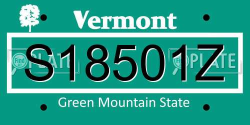 S18501Z Vermont License Plate