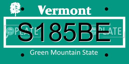 S185BE Vermont License Plate