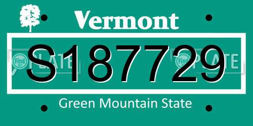 S187729 Vermont License Plate
