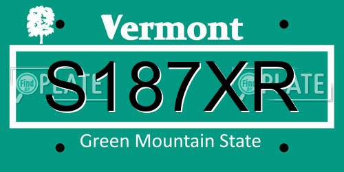 S187XR Vermont License Plate