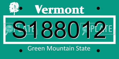 S188012 Vermont License Plate