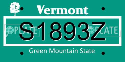 S1893Z Vermont License Plate