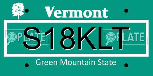 S18KLT Vermont License Plate