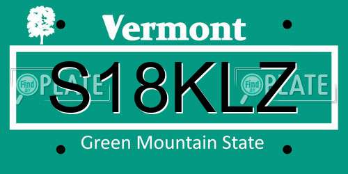 S18KLZ Vermont License Plate