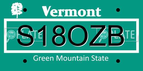 S18OZB Vermont License Plate