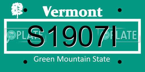 S1907I Vermont License Plate