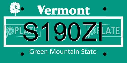 S190ZI Vermont License Plate