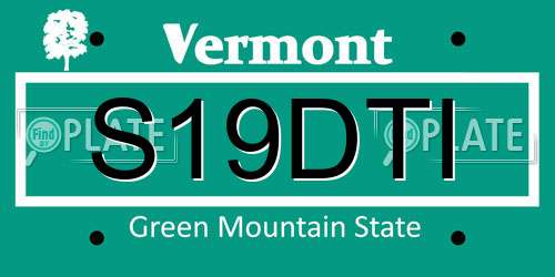 S19DTI Vermont License Plate