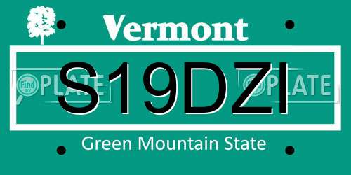 S19DZI Vermont License Plate