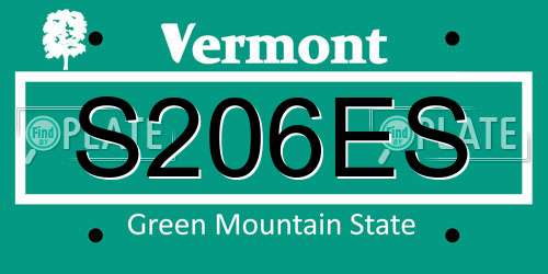 S206ES Vermont License Plate