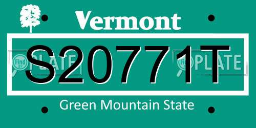 S20771T Vermont License Plate