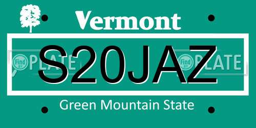 S20JAZ Vermont License Plate